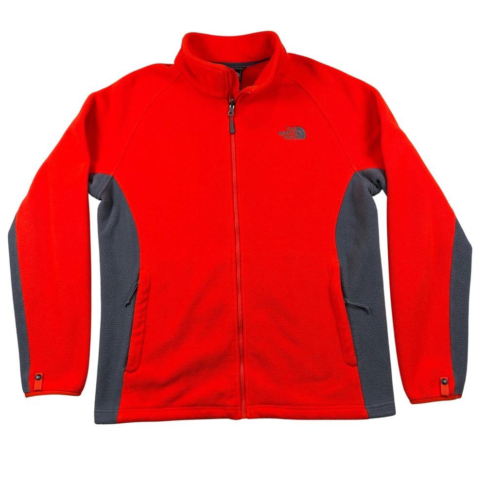 The North Face Fleece Jacket Mens L ORANGE Full Zip Mock Neck Raglan 01702